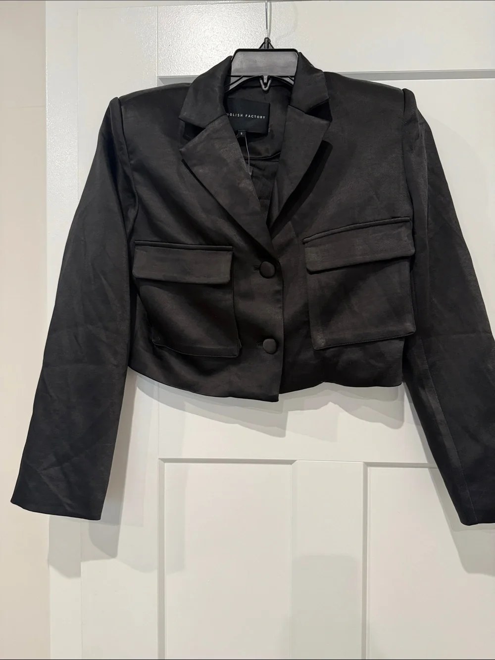 English Factory Cropped Black Blazer Jacket